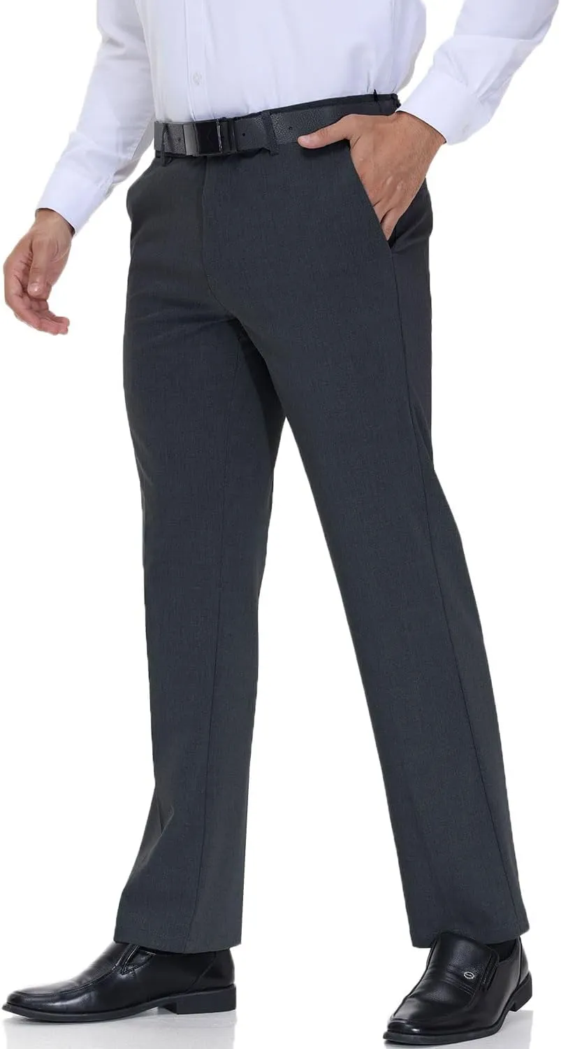 Soojun Men's Modern Fit Flex Flat Front Dress Pants