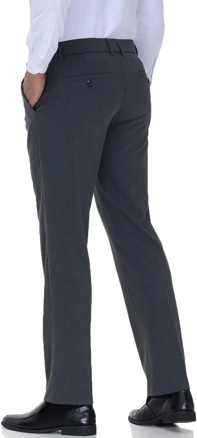 Soojun Men's Modern Fit Flex Flat Front Dress Pants