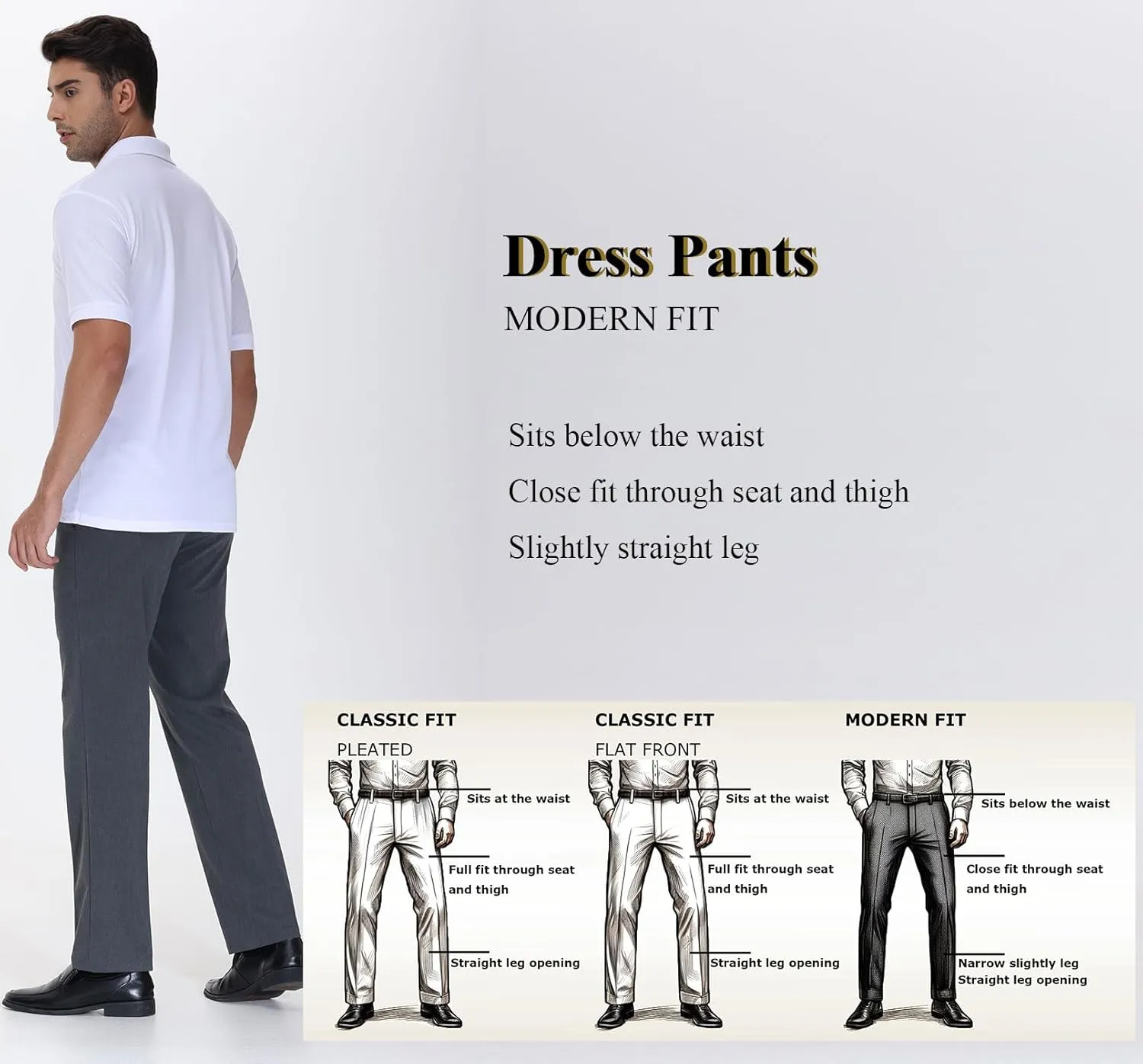 Soojun Men's Modern Fit Flex Flat Front Dress Pants