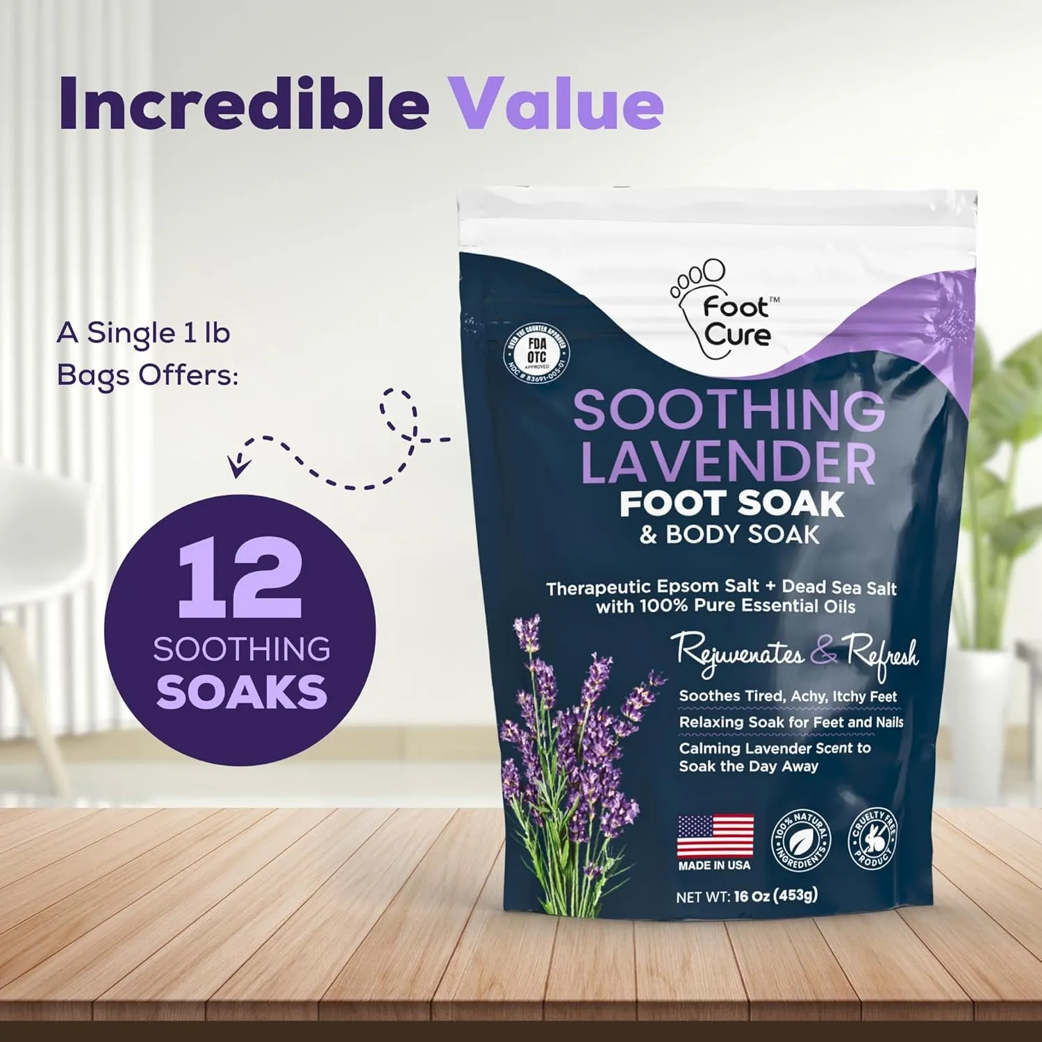 Soothing Lavender Foot Spa with Epsom Salt Bath Soak – Pedicure Foot Soak Tub & Foot Massager Spa – Relaxing Foot Scrubber & Dead Skin Remover – Ionic Foot Bath Detox for Foot Care & Soaking