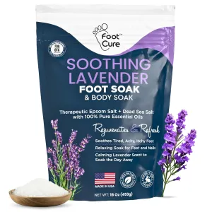 Soothing Lavender Foot Spa with Epsom Salt Bath Soak – Pedicure Foot Soak Tub & Foot Massager Spa – Relaxing Foot Scrubber & Dead Skin Remover – Ionic Foot Bath Detox for Foot Care & Soaking