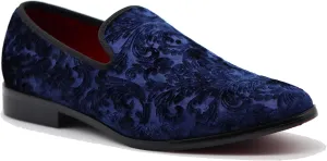 SPK35 Men's Vintage Velvet Flower Designer Dress Loafers Slip On Shoes Classic Tuxedo Dress Shoes