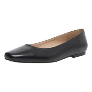Square-Toe On Rave reviews Flats Byra Steve Premium at a discount Ballet Slip Leather Women's Black Flat Madden