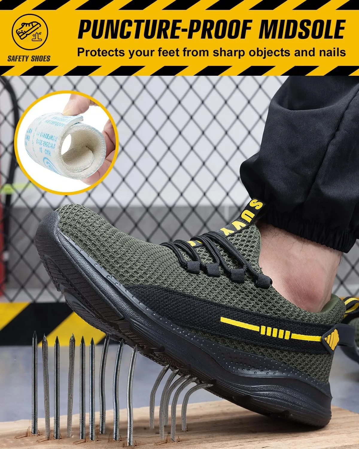 Steel Toe Shoes for Men Women Indestructible Puncture Proof Safety Work Shoes Comfortable Slip Resistant Sneakers Airy for Construction