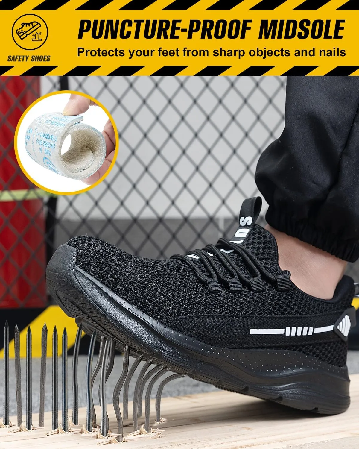 Steel Toe Shoes for Men Women Indestructible Puncture Proof Safety Work Shoes Comfortable Slip Resistant Sneakers Airy for Construction