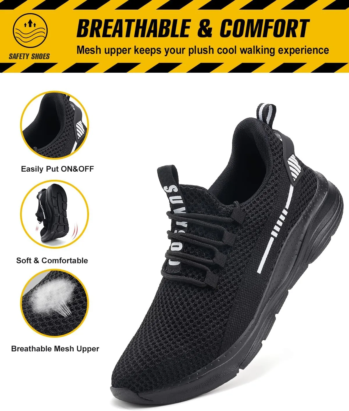 Steel Toe Shoes for Men Women Indestructible Puncture Proof Safety Work Shoes Comfortable Slip Resistant Sneakers Airy for Construction