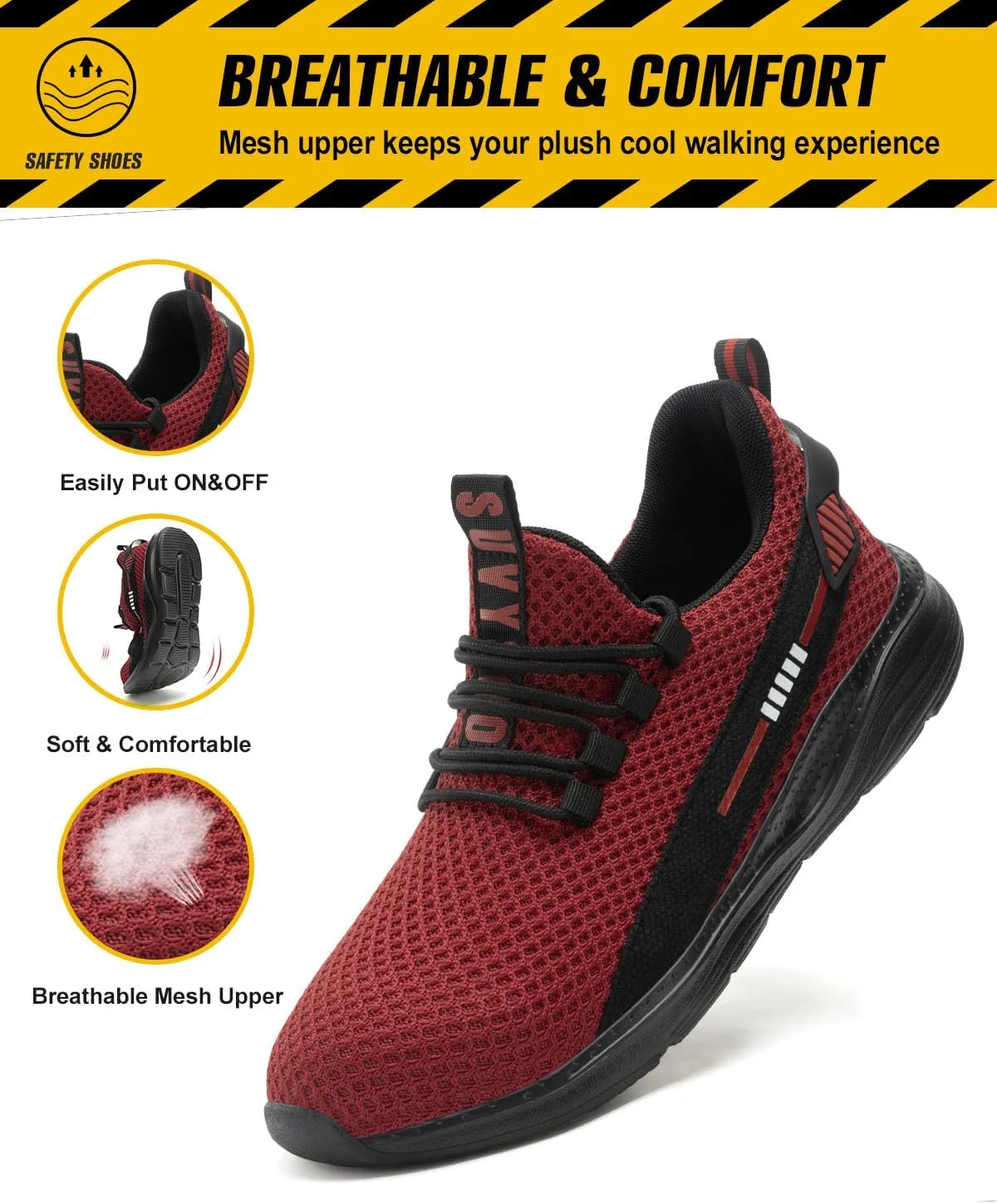 Steel Toe Shoes for Men Women Indestructible Puncture Proof Safety Work Shoes Comfortable Slip Resistant Sneakers Airy for Construction