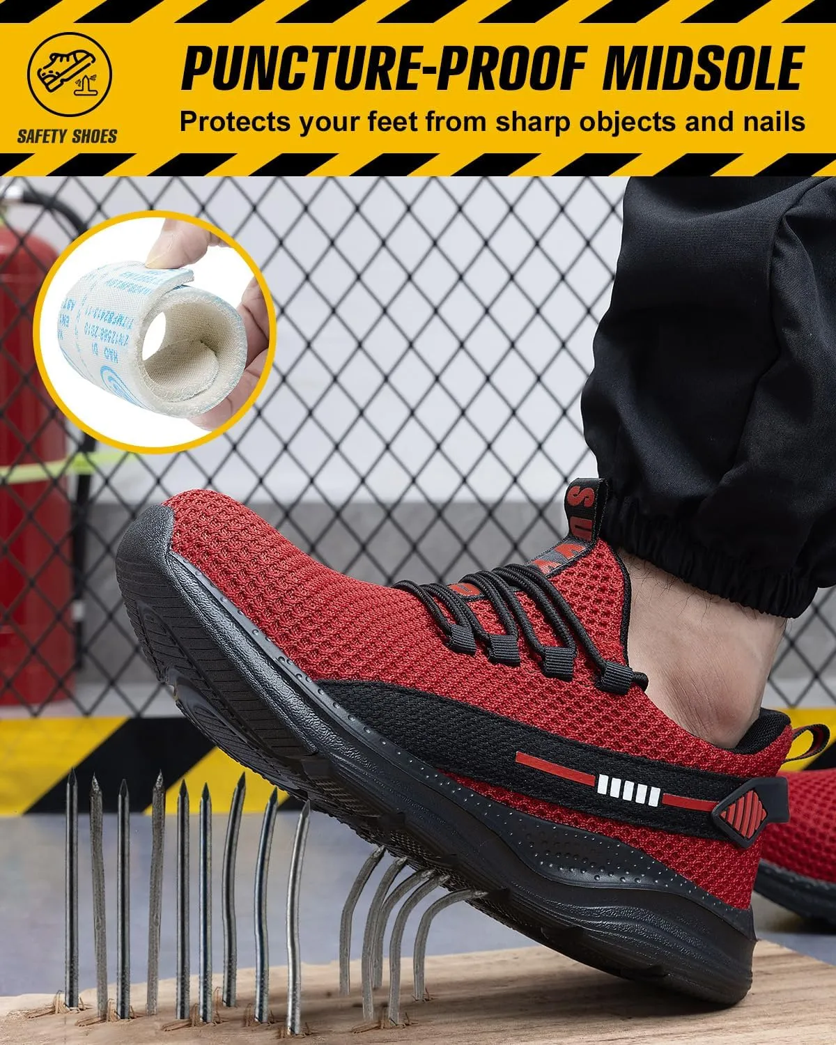Steel Toe Shoes for Men Women Indestructible Puncture Proof Safety Work Shoes Comfortable Slip Resistant Sneakers Airy for Construction