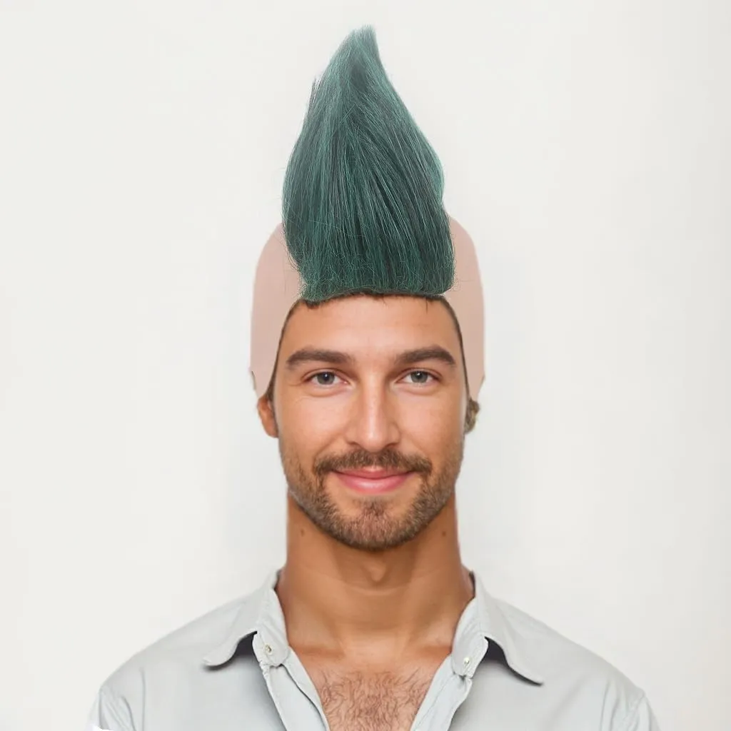 STfantasy Adult Men's Ombre Green Color Styles Mohawk Punk Rock Spiky Wig – Straight Spiked Halloween Fancy, Perfect for Festivals and Anime Parties