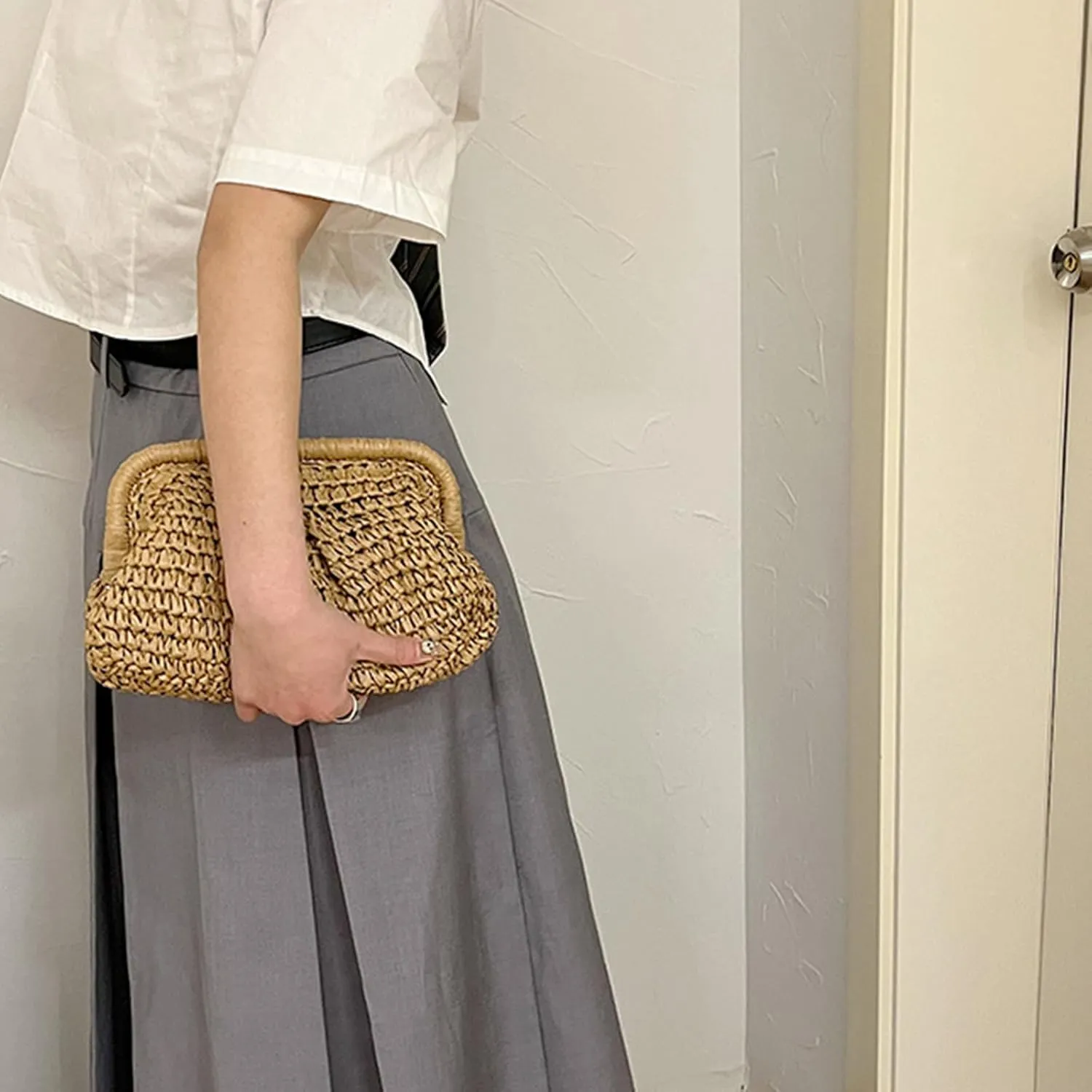 Straw Clutch Handbag Cloud Riched Purse Chain Shoulder Crossboby Bag Designer Straw Evening Bag