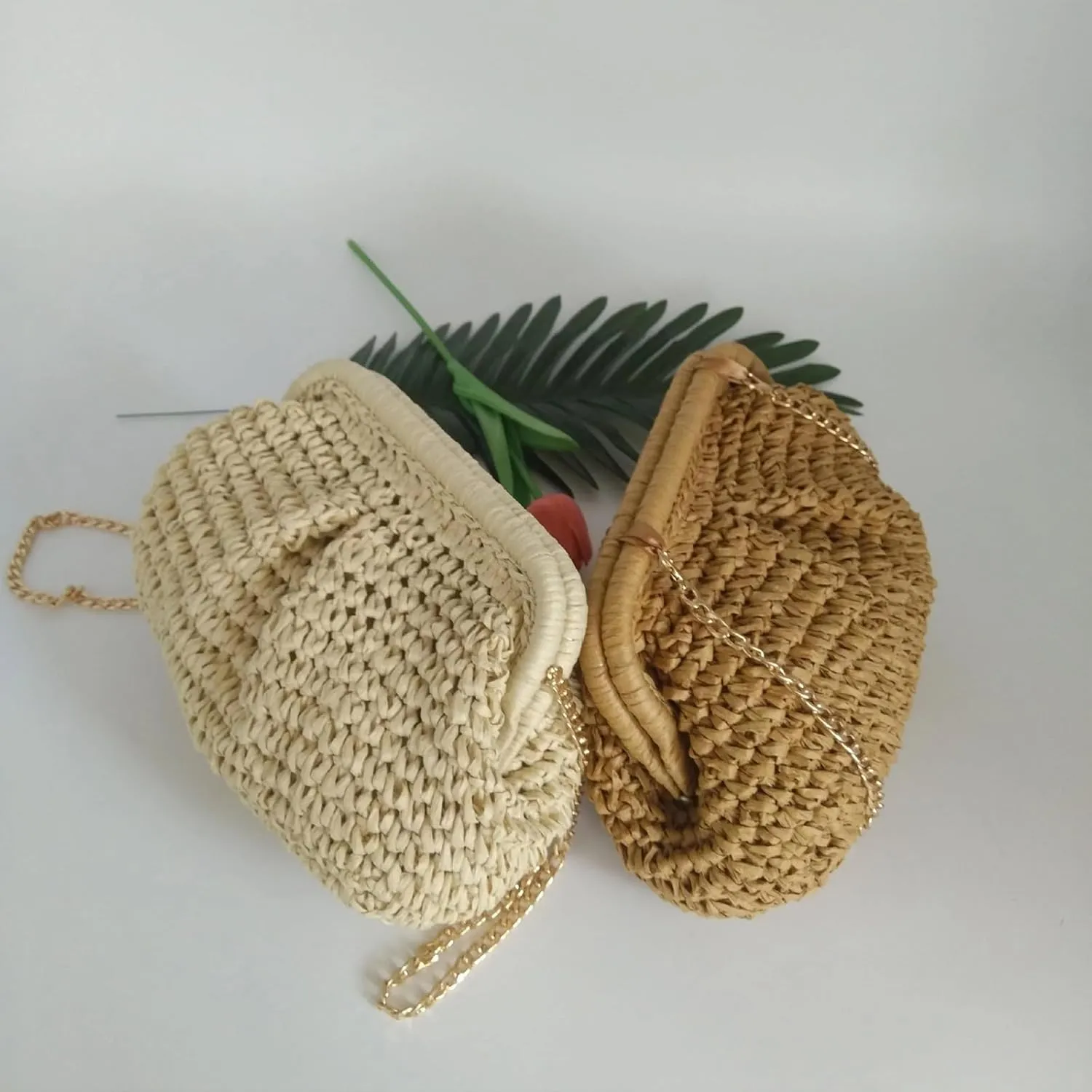 Straw Clutch Handbag Cloud Riched Purse Chain Shoulder Crossboby Bag Designer Straw Evening Bag