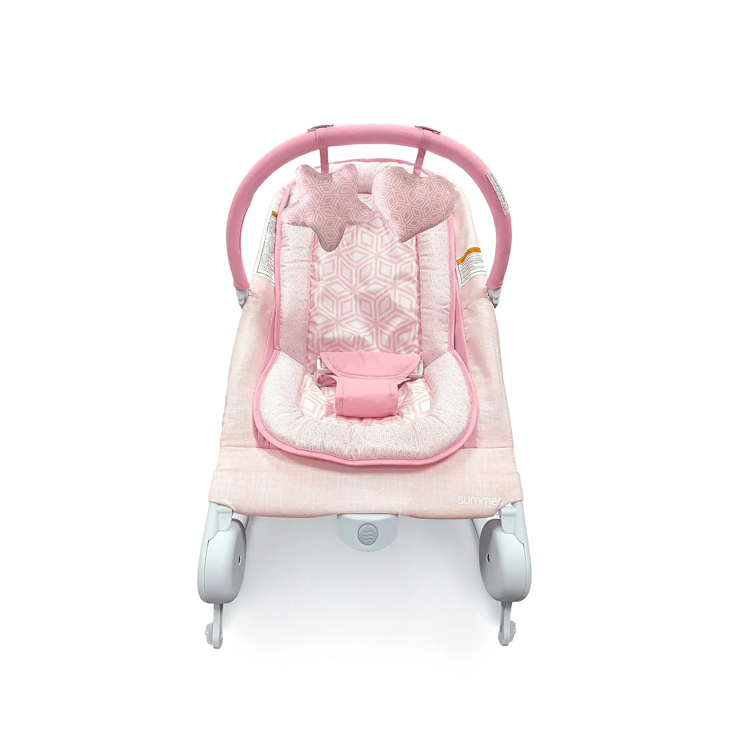 Summer Infant 2-in-1 Bouncer & Rocker Duo (Pink) Convenient and Portable Rocker and Bouncer for Babies Includes Soft Toys and Soothing Vibrations