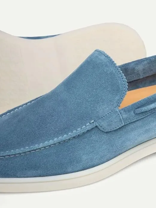 Summer Luxe: Premium Light Blue Suede Loafers