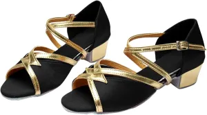 Summer Toddler Girl Shoes Children's Latin Dance Shoes Indoor Soft Soled Flat Heel Sequins Dance Shoes Satin Indoor Dance Shoes Little Girls Wedding Sandals