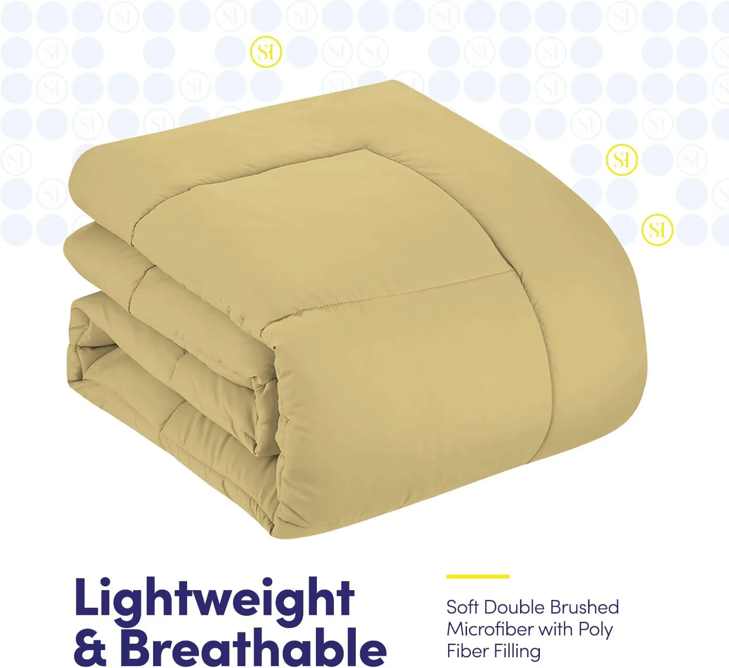 Sweet Home Collection 5 Piece Comforter Set Bag Solid Color All Season Soft Down Alternative Blanket & Luxurious Microfiber Bed Sheets, Camel, Twin