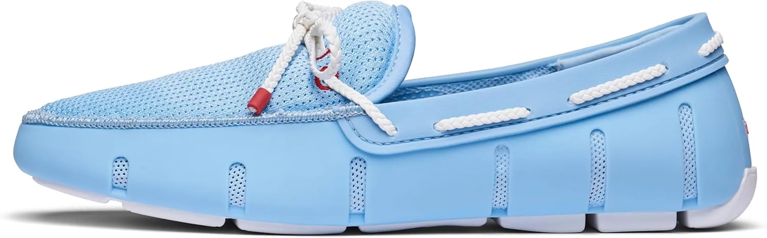 SWIMS Mens Loafers, Braided Lace Shoes for Men, Casual Beach Loafer, Comfortable Summer Shoe, Stylish Lightweight Walking Footwear (Spray Blue,7)