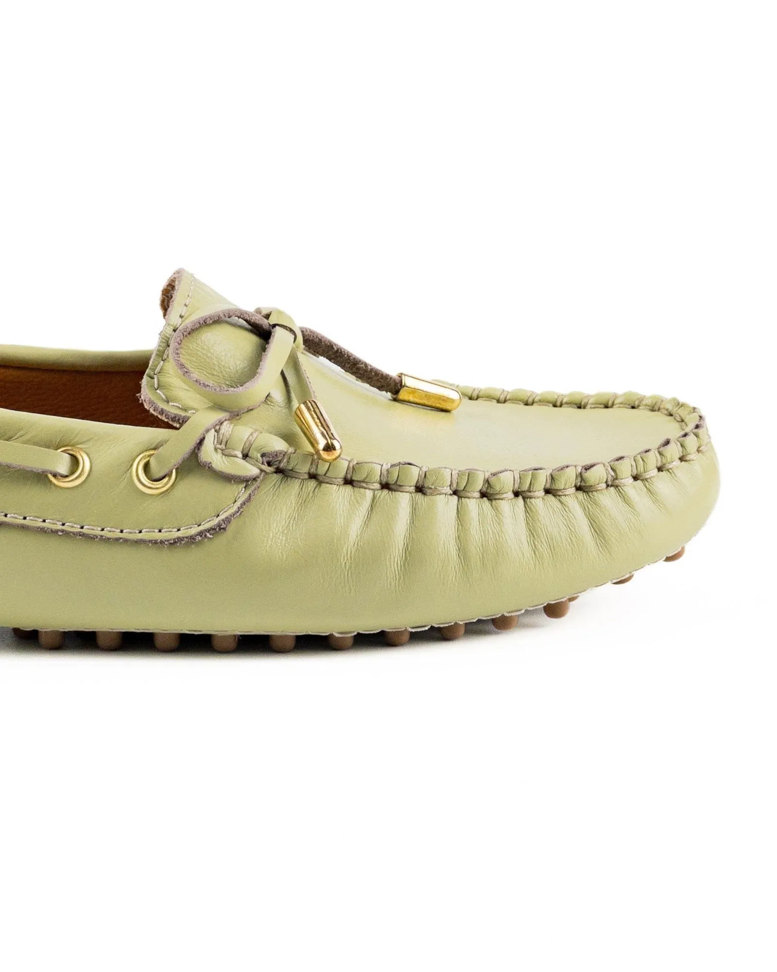 T-Patara Women's Light Green Genuine Leather Loafer Shoes