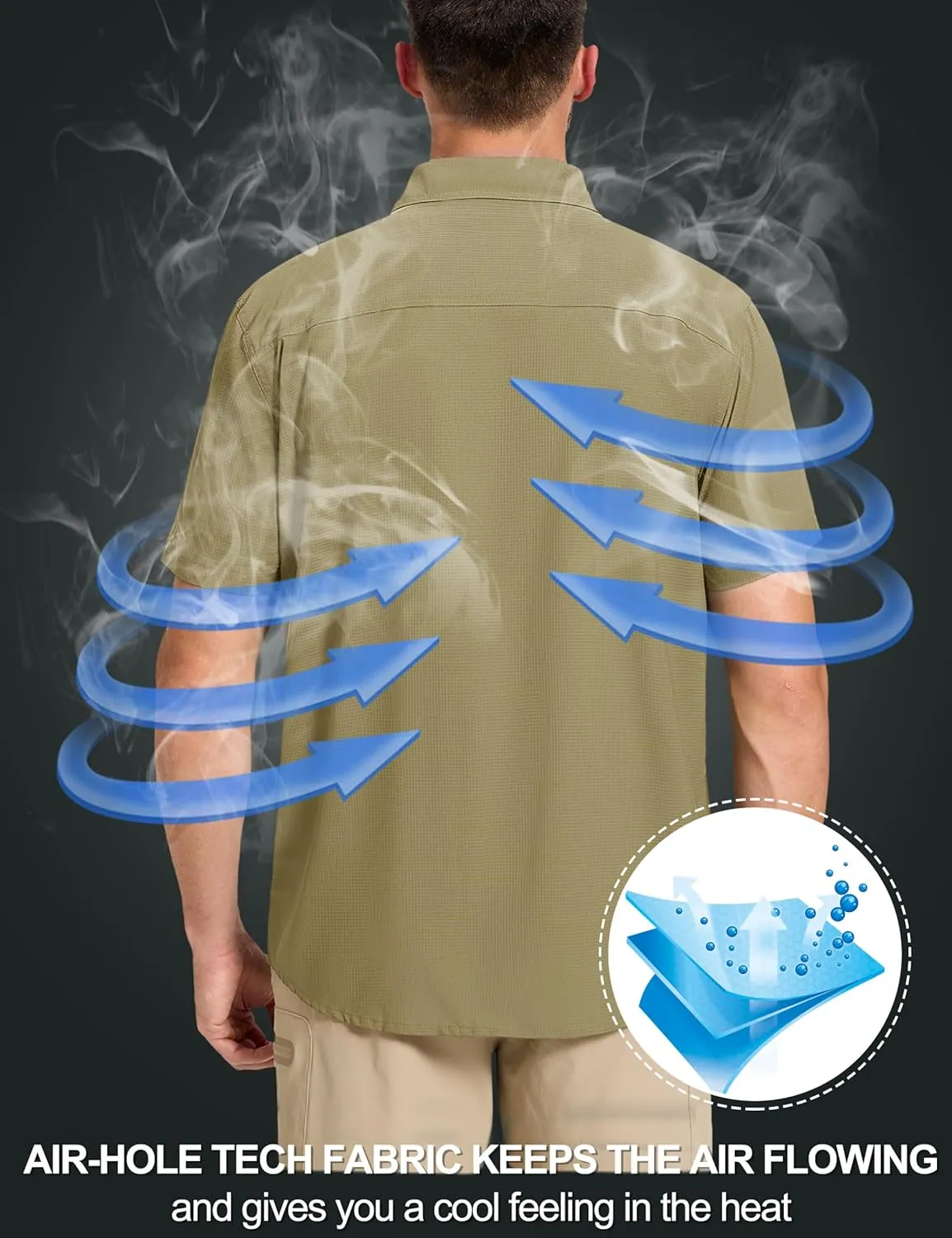 TACVASEN Fishing Shirts for Men Cool Hiking Shirt Button Up Short Sleeve SPF UPF 50  Sun Shirt Quick Dry for Tactical