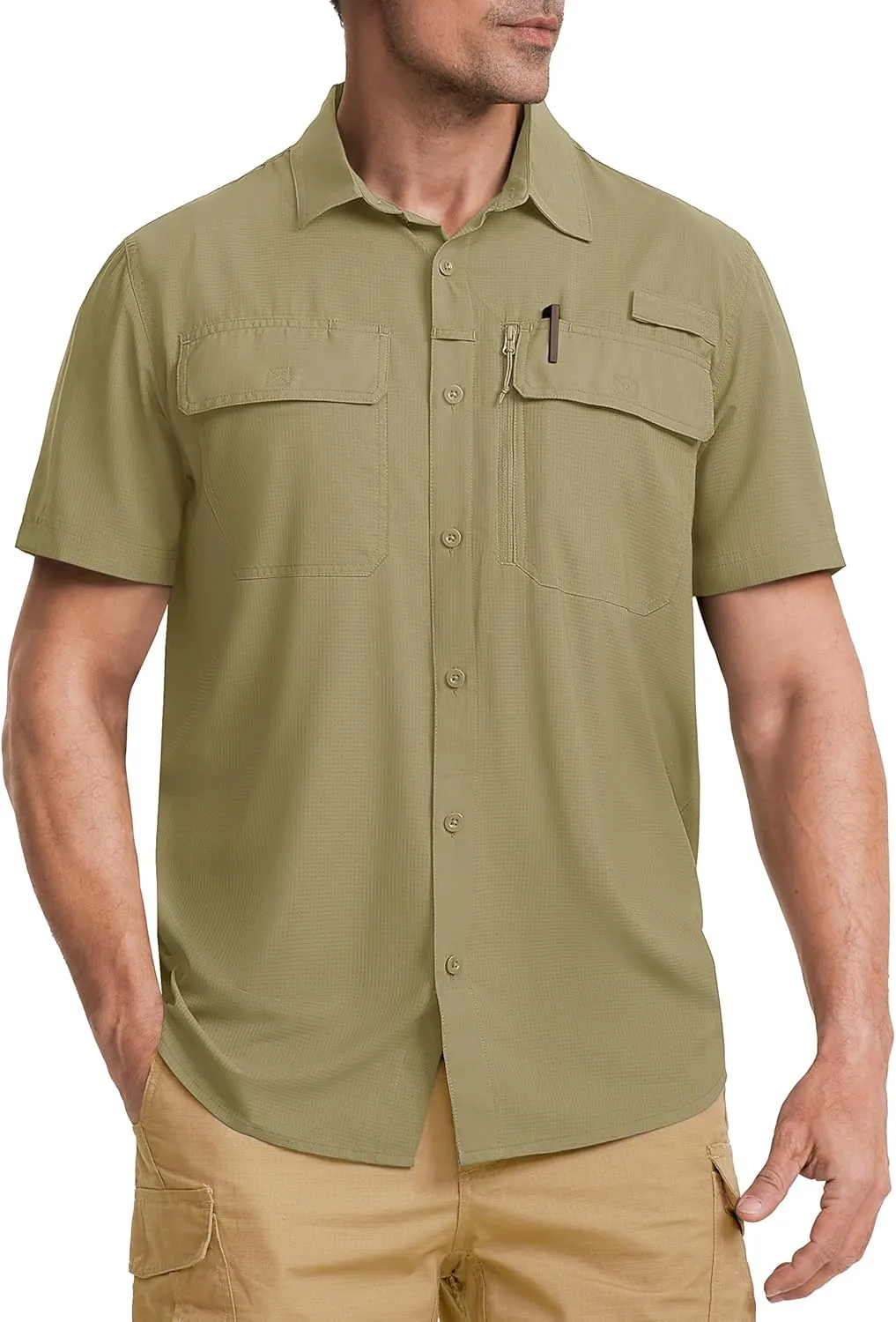 TACVASEN Fishing Shirts for Men Cool Hiking Shirt Button Up Short Sleeve SPF UPF 50  Sun Shirt Quick Dry for Tactical