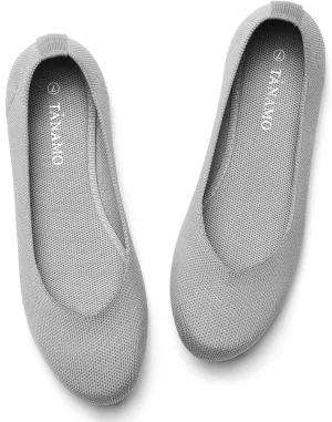 Tanamo Women's Flat Ballet Shoes Knit Flat Shoes for Women Round Toe Slip on Women Flats for Dressy Casual Office Work Wedding Comfort Soft