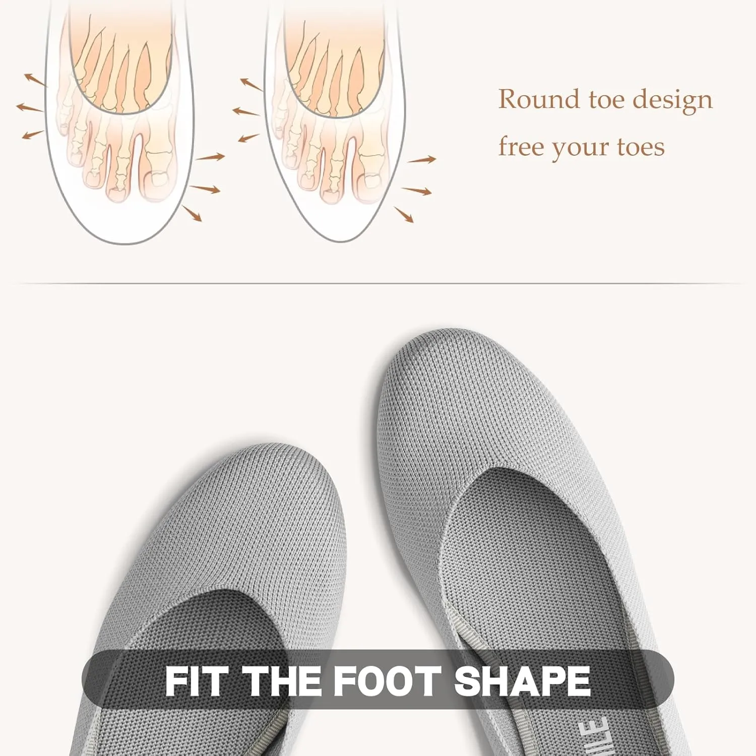 Tanamo Women's Flat Ballet Shoes Knit Flat Shoes for Women Round Toe Slip on Women Flats for Dressy Casual Office Work Wedding Comfort Soft