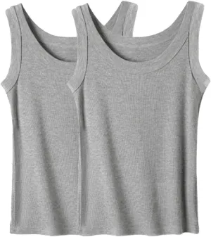 Tank Top for Women 2 Pack Sleeveless Plus Size Vest 2025 Summer Trendy Slim-Fit Casual Comfy Basic Solid Tanks