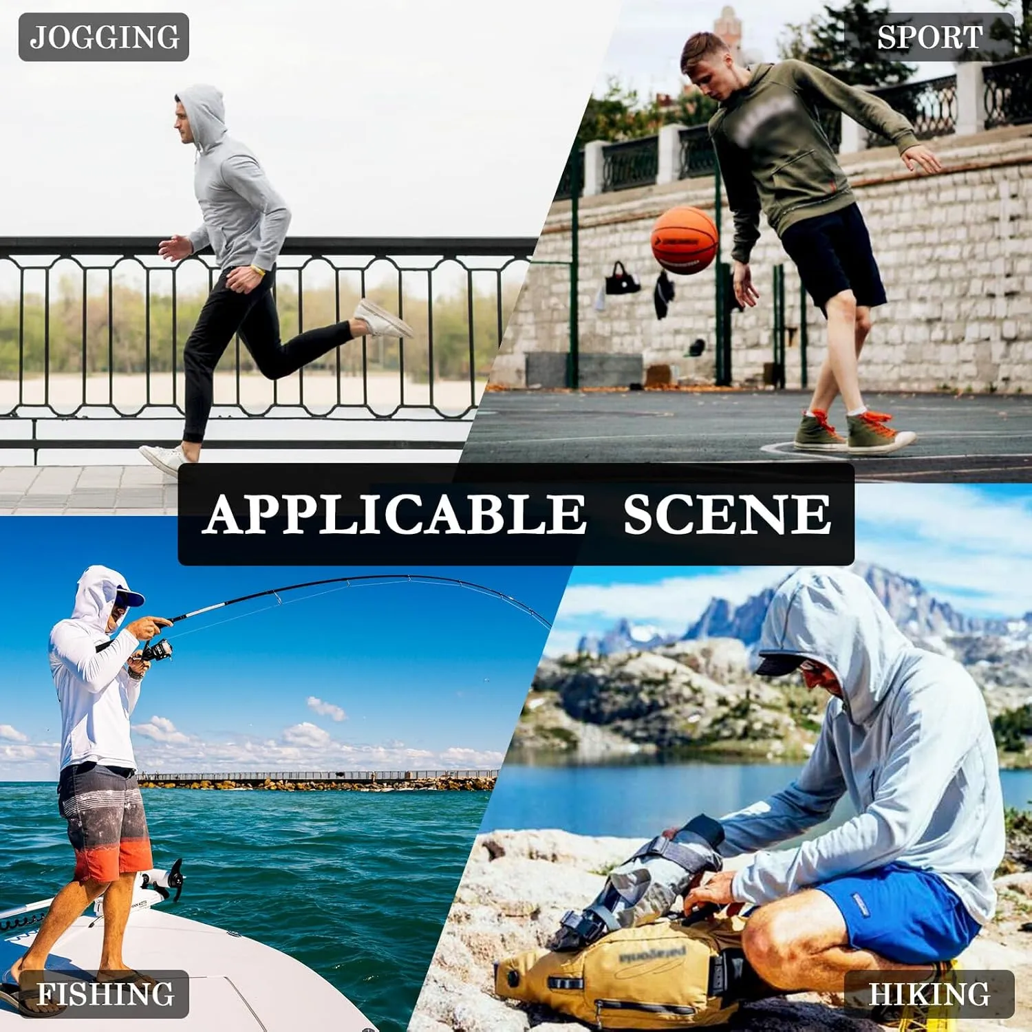 Taupe Gingham Mens Sun Protection Hoodie Long Sleeve Sun Shirt with Hood UPF 50  Swim Shirt Men Rash Guards