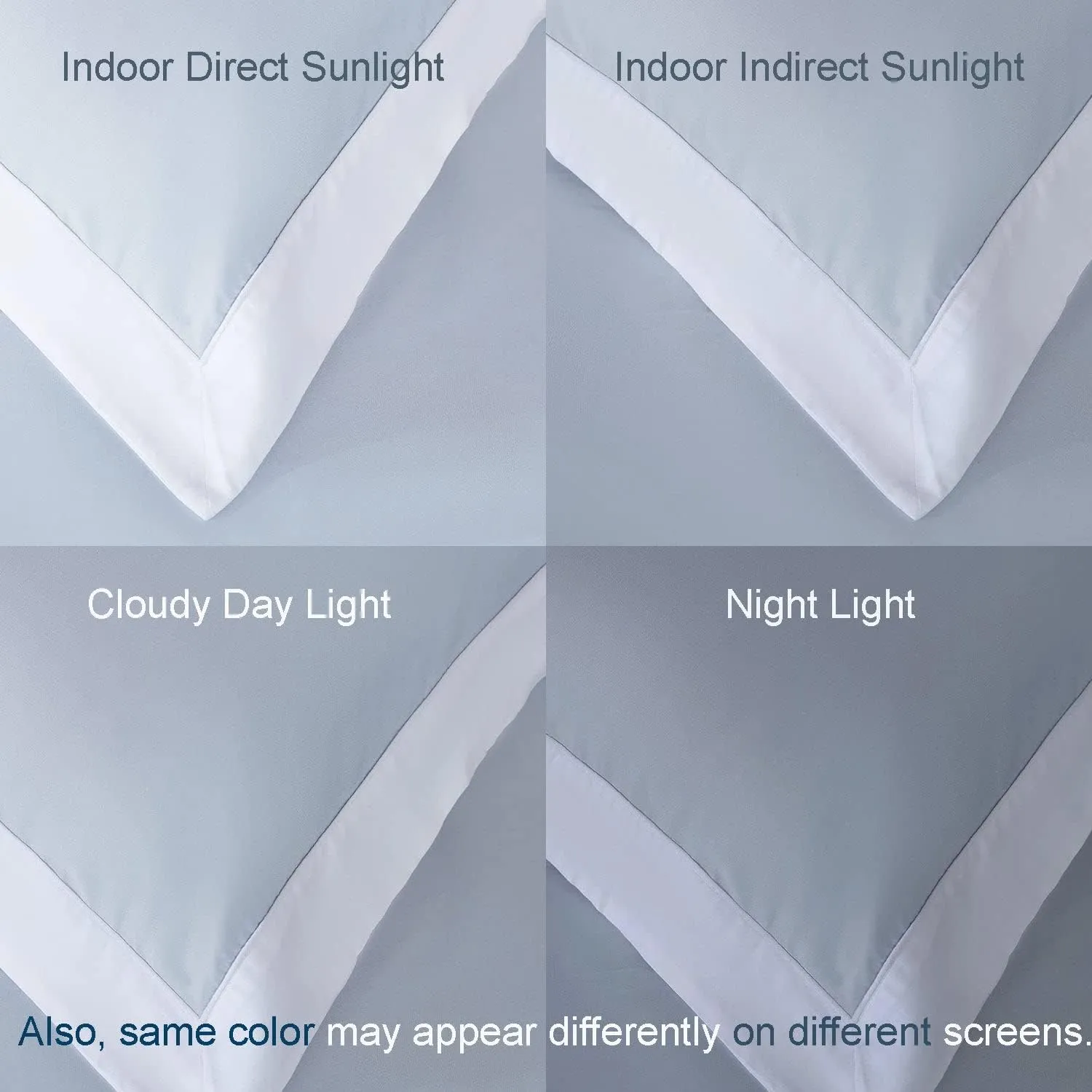 THE COTTON & SILK 100% Luxury Long-Staple Cotton Duvet Cover Set - Soft & Breathable, Queen Size, Misty Blue (1 Duvet Cover with Corner Ties & Hidden Zipper, 2 Pillow Shams)