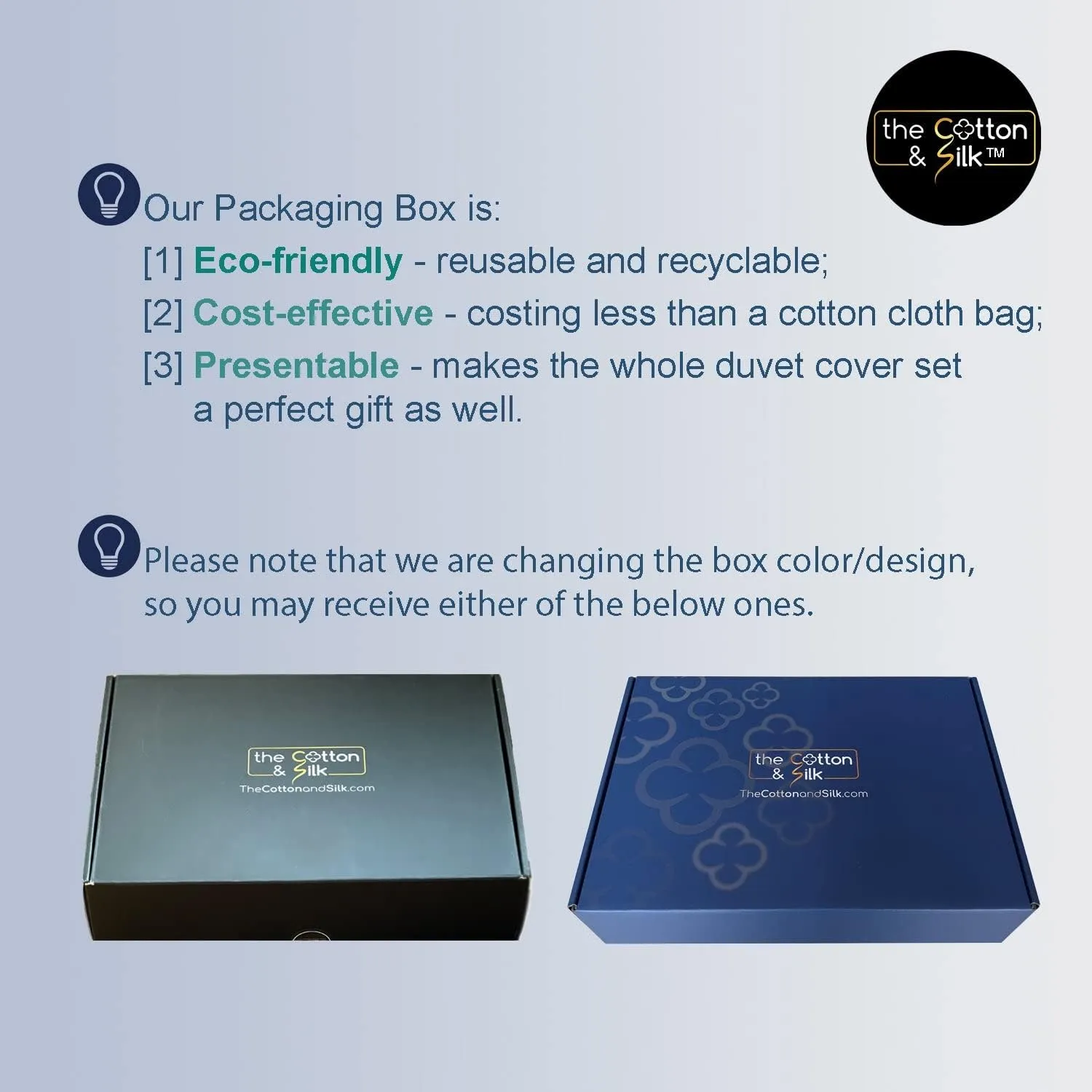 THE COTTON & SILK 100% Luxury Long-Staple Cotton Duvet Cover Set - Soft & Breathable, Queen Size, Misty Blue (1 Duvet Cover with Corner Ties & Hidden Zipper, 2 Pillow Shams)