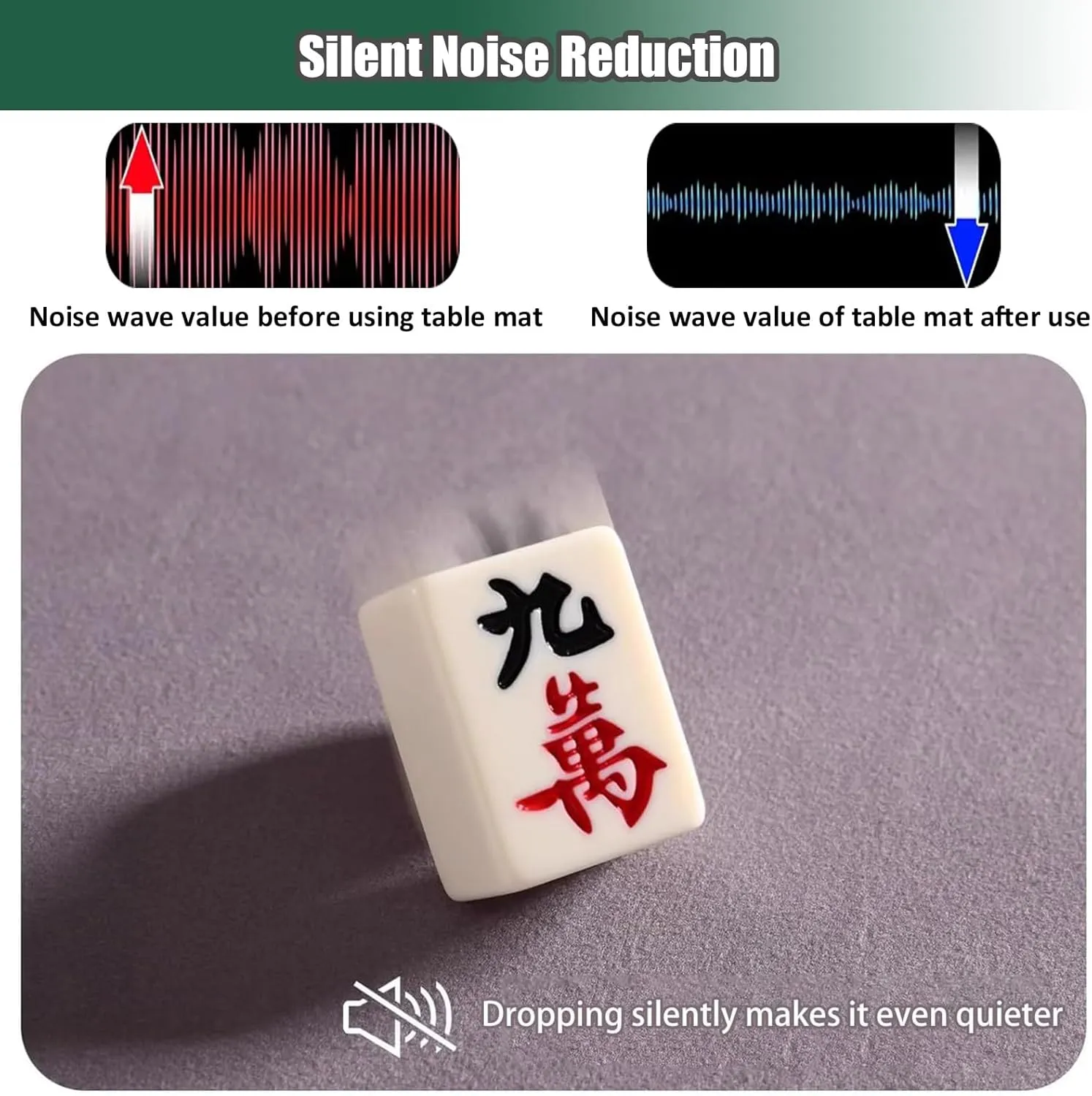 Thick Anti Slip Mahjong Mat for Family Party Games, Silent Noise Reduction Table Cover with Carrying Bag, Easy to Clean(Red 2,85 cm/33.46 in)