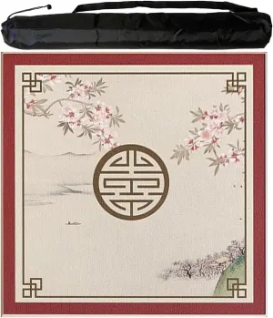 Thick Anti Slip Mahjong Mat for Family Party Games, Silent Noise Reduction Table Cover with Carrying Bag, Easy to Clean(Red 2,85 cm/33.46 in)