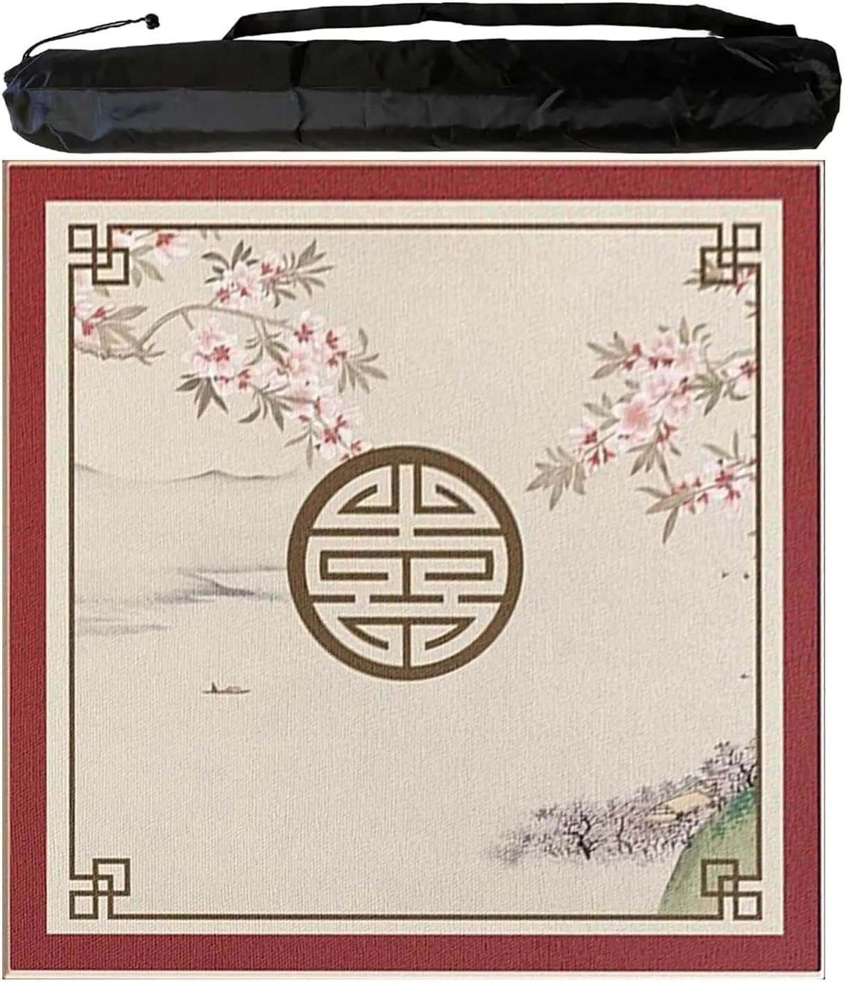 Thick Anti Slip Mahjong Mat for Family Party Games, Silent Noise Reduction Table Cover with Carrying Bag, Easy to Clean(Red 2,85 cm/33.46 in)