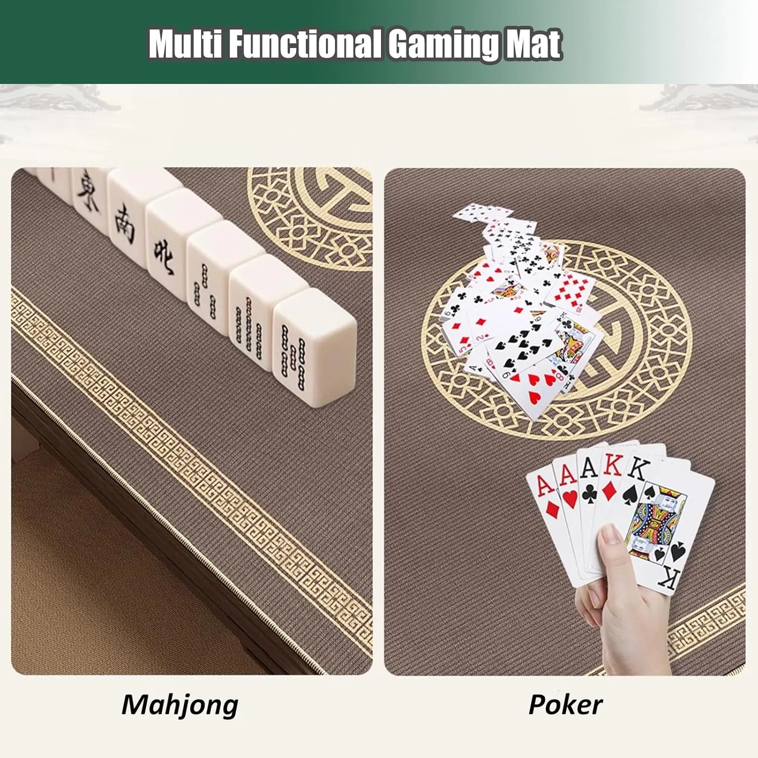 Thick Anti Slip Mahjong Mat for Family Party Games, Silent Noise Reduction Table Cover with Carrying Bag, Easy to Clean(Red 2,85 cm/33.46 in)