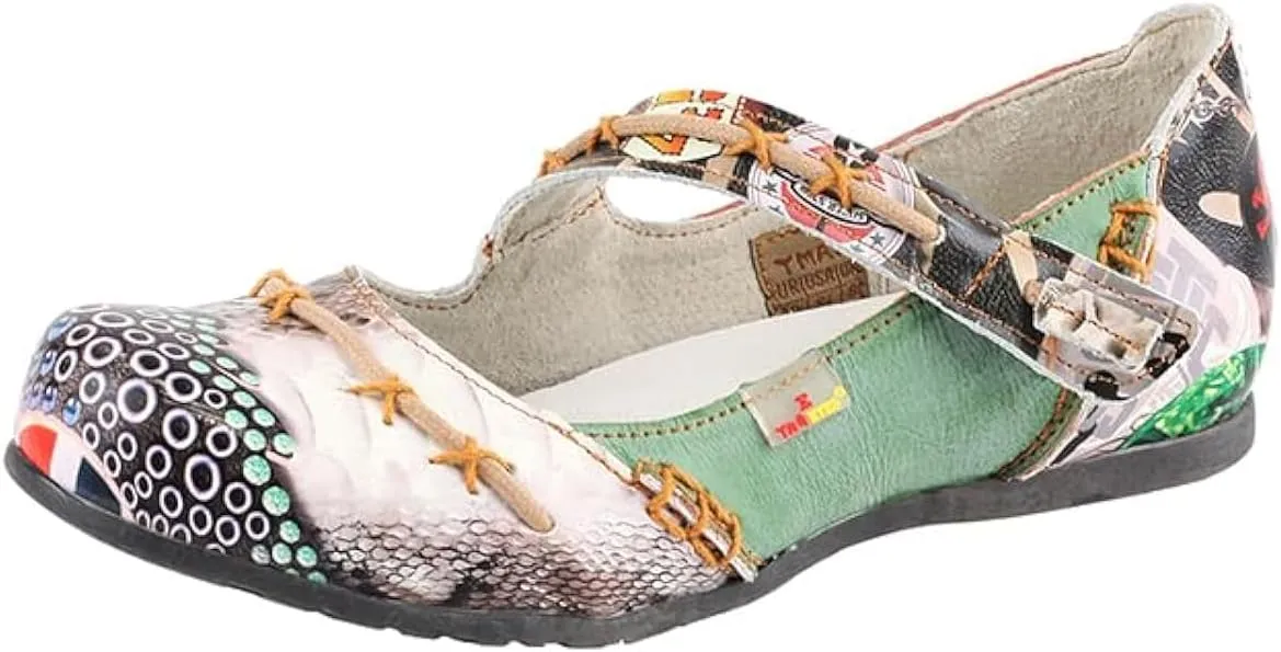 TMA EYES Multicolor Stitching Flat Soft Sole Unique Walking Style Women Shoes