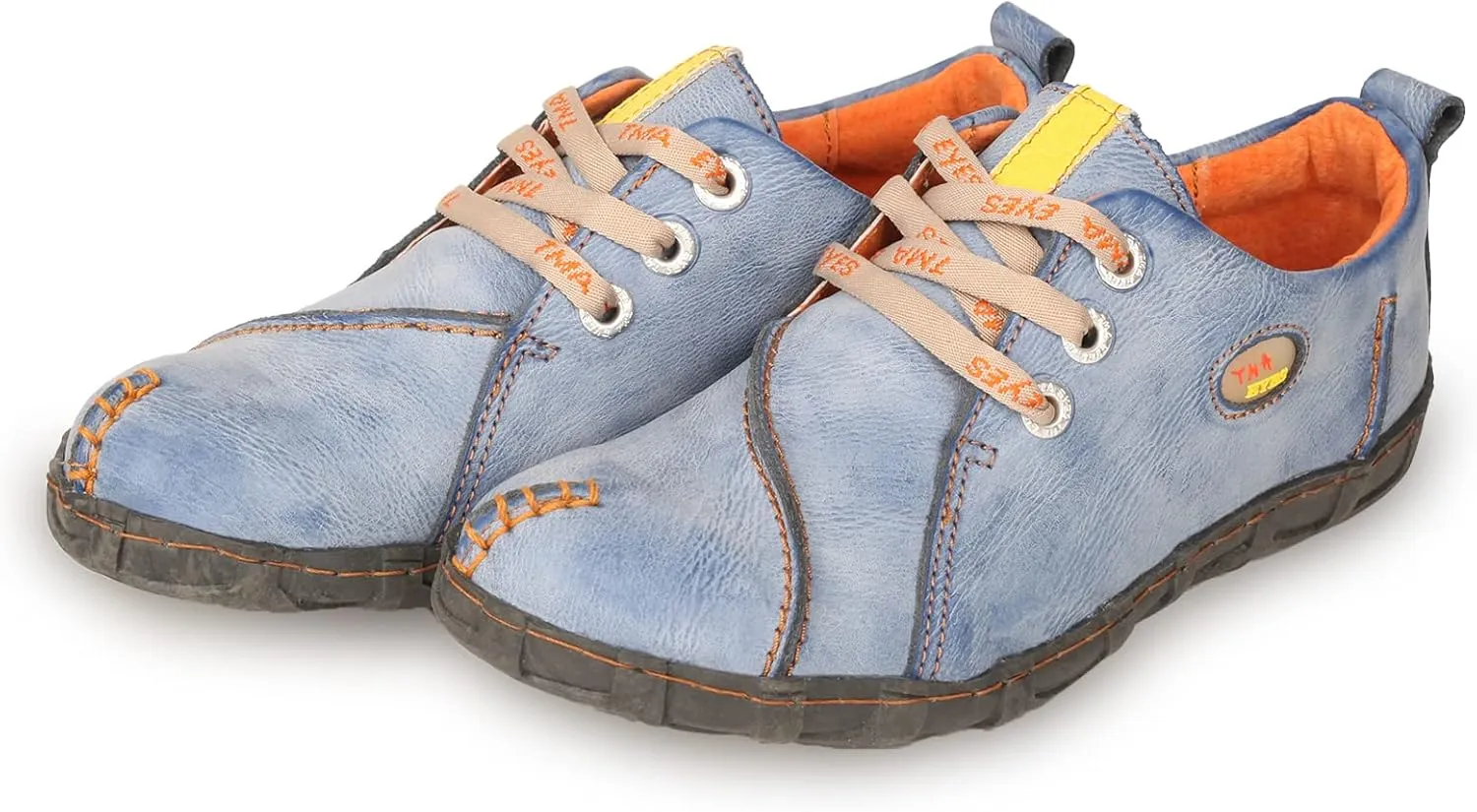 TMA EYES Retro Handmade Soft Leather Shoes Women's Flat Lace-up Walking Casual Shoes