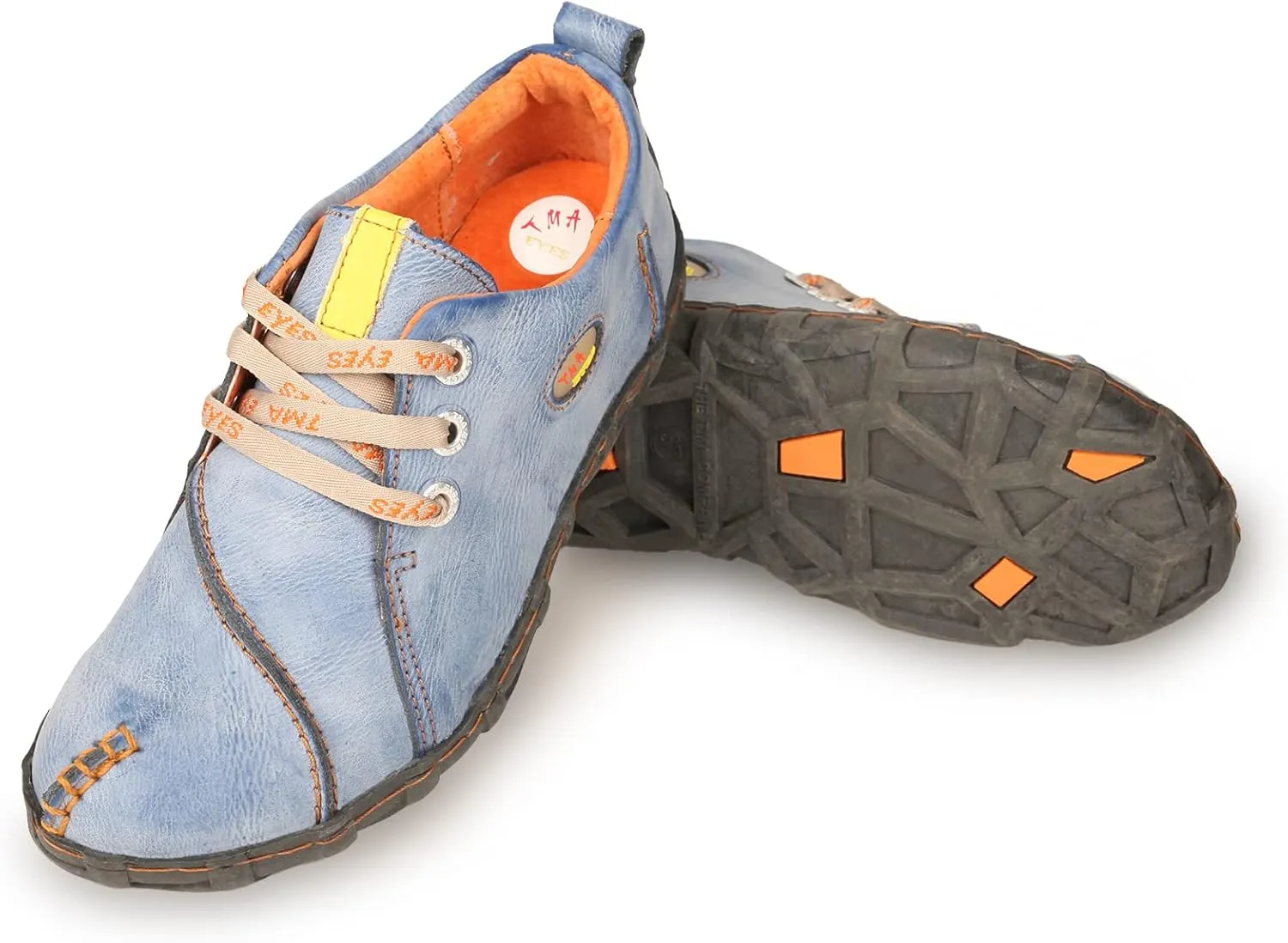 TMA EYES Retro Handmade Soft Leather Shoes Women's Flat Lace-up Walking Casual Shoes