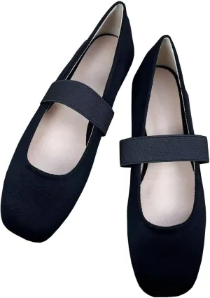 TN TANGNEST Ballet Flats for Women Soft Leather Ankle Buckle Flats Comfortable Square Toe Mary Jane Flats