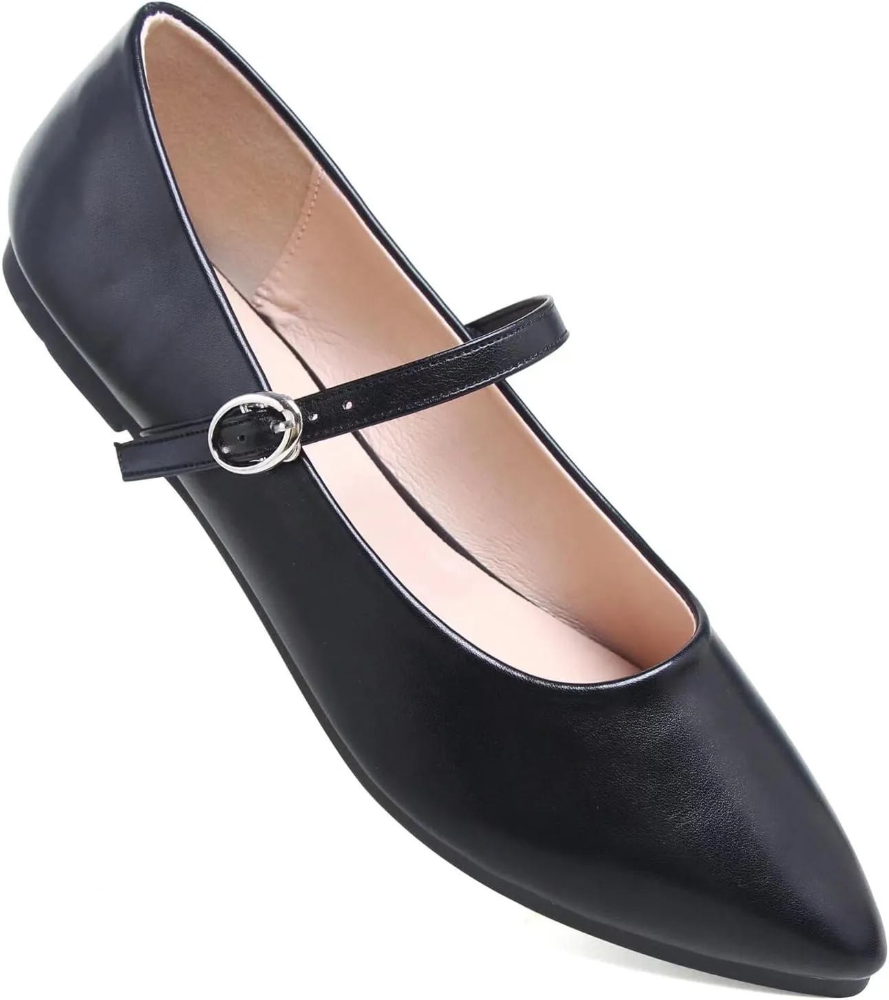 TN TANGNEST Leather Flats for Women Comfortable Pointy Toe Slip On Flats Soft Work Flats Retro Mary Jane Flats