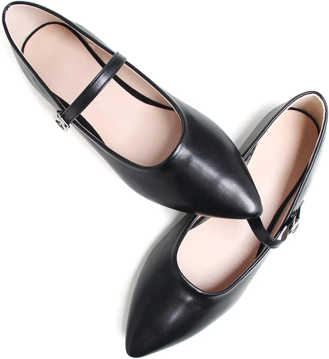 TN TANGNEST Leather Flats for Women Comfortable Pointy Toe Slip On Flats Soft Work Flats Retro Mary Jane Flats