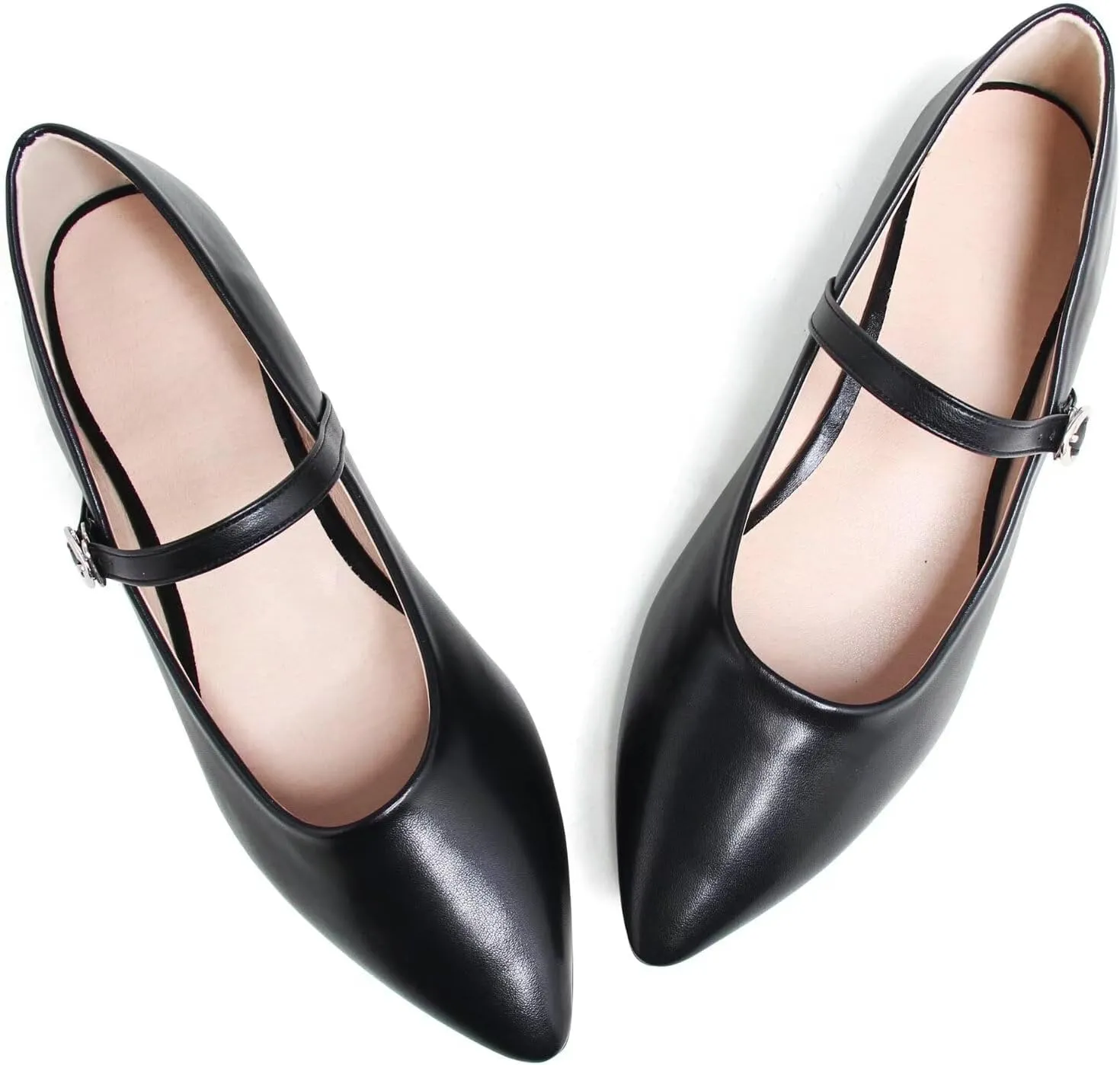 TN TANGNEST Leather Flats for Women Comfortable Pointy Toe Slip On Flats Soft Work Flats Retro Mary Jane Flats