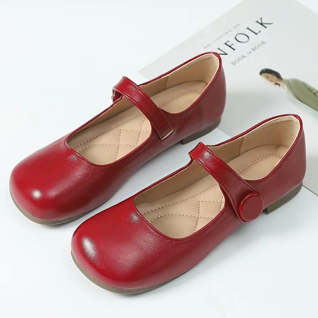 TN TANGNEST Women's Flats Classical Square Toe One Line Strap Mary Jane Flats Soft Slip On Flats