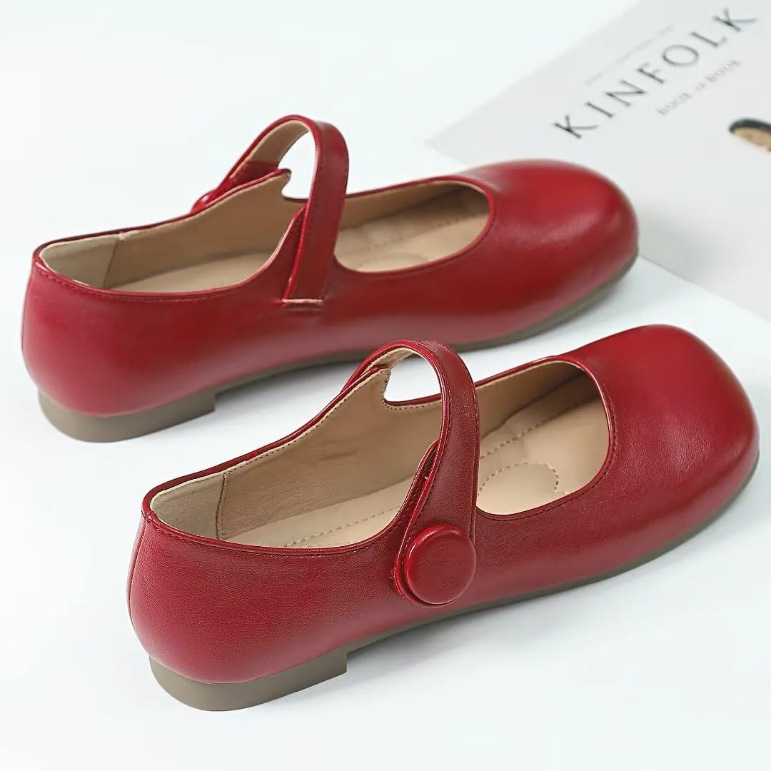 TN TANGNEST Women's Flats Classical Square Toe One Line Strap Mary Jane Flats Soft Slip On Flats