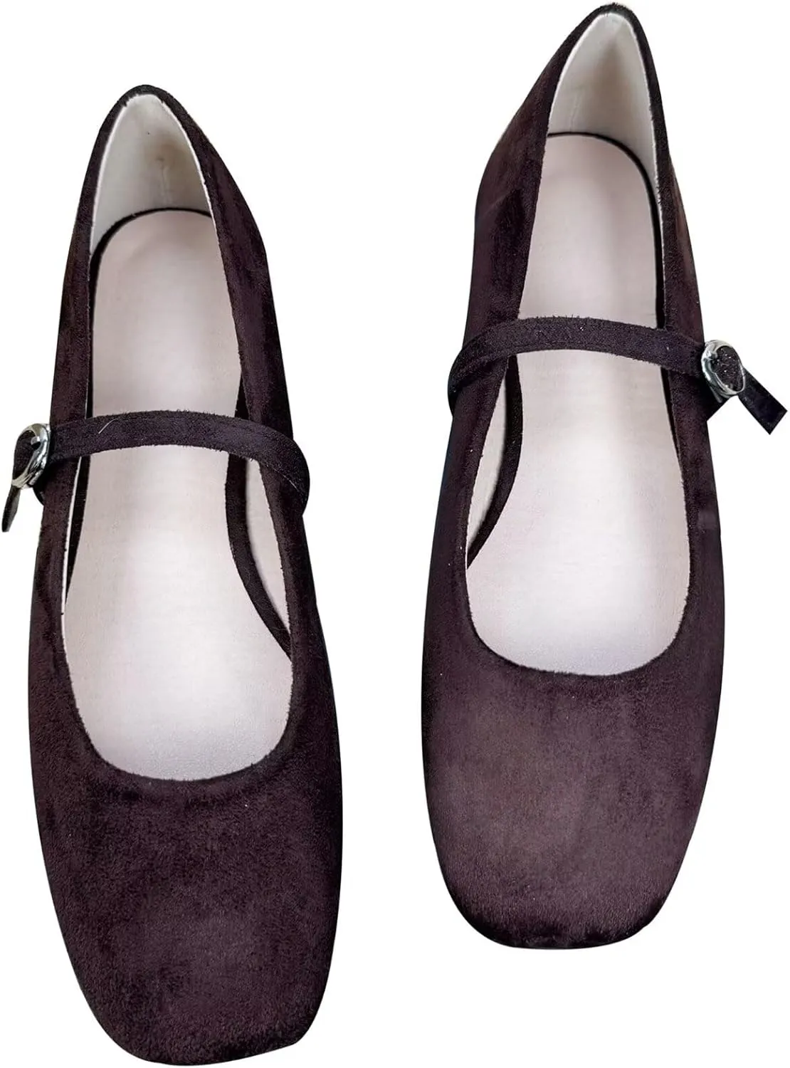 TN TANGNEST Women's Leather Flats Comfortable Square Toe Dress Flats Retro Soft Mary Jane Flats