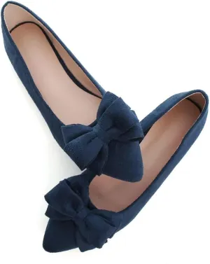 TN TANGNEST Women's Summer Dress Flats - Comfortable Pointed Toe Bowknot Ballet Shoes for Woman - Soft Suede Driving Flats