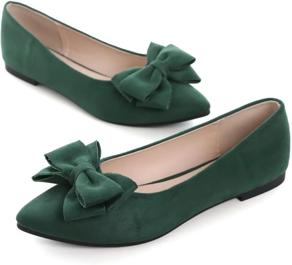 TN TANGNEST Women's Summer Dress Flats - Comfortable Pointed Toe Bowknot Ballet Shoes for Woman - Soft Suede Driving Flats