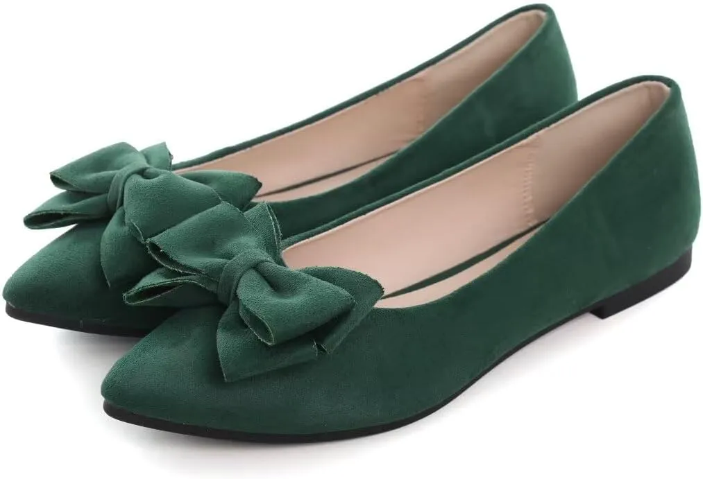 TN TANGNEST Women's Summer Dress Flats - Comfortable Pointed Toe Bowknot Ballet Shoes for Woman - Soft Suede Driving Flats
