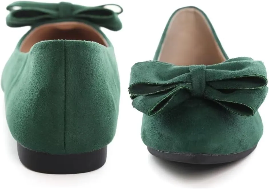 TN TANGNEST Women's Summer Dress Flats - Comfortable Pointed Toe Bowknot Ballet Shoes for Woman - Soft Suede Driving Flats