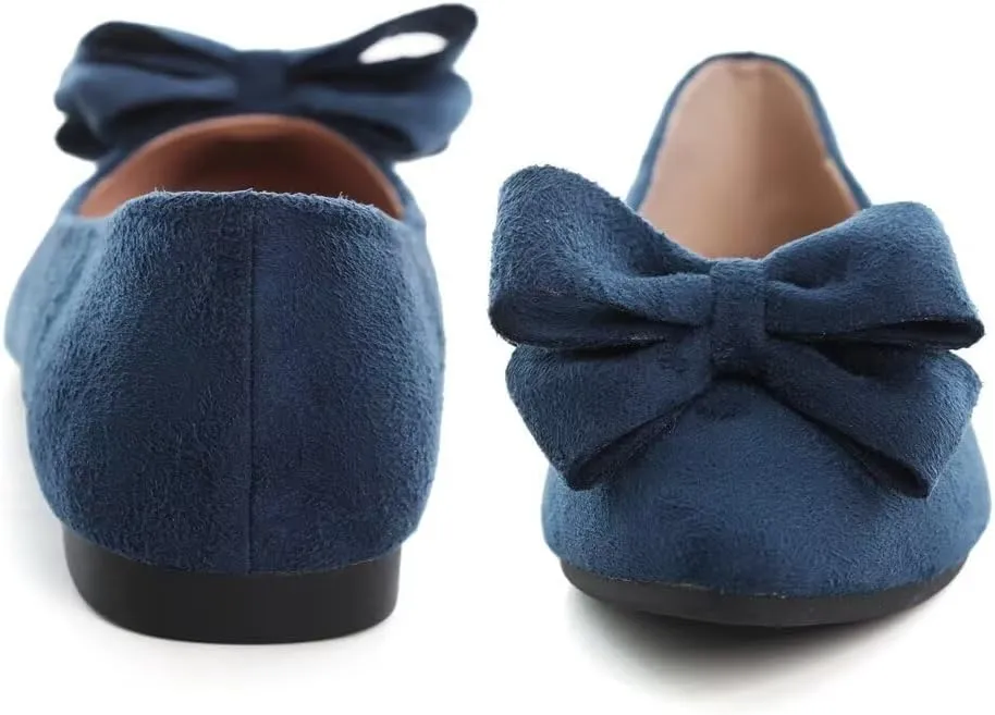 TN TANGNEST Women's Summer Dress Flats - Comfortable Pointed Toe Bowknot Ballet Shoes for Woman - Soft Suede Driving Flats