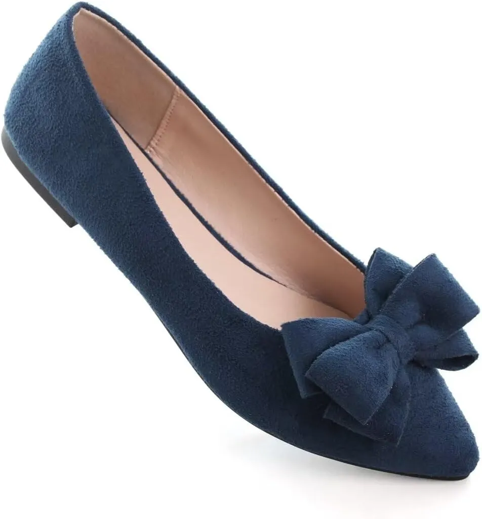 TN TANGNEST Women's Summer Dress Flats - Comfortable Pointed Toe Bowknot Ballet Shoes for Woman - Soft Suede Driving Flats