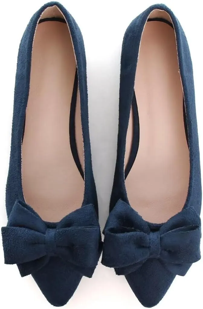 TN TANGNEST Women's Summer Dress Flats - Comfortable Pointed Toe Bowknot Ballet Shoes for Woman - Soft Suede Driving Flats
